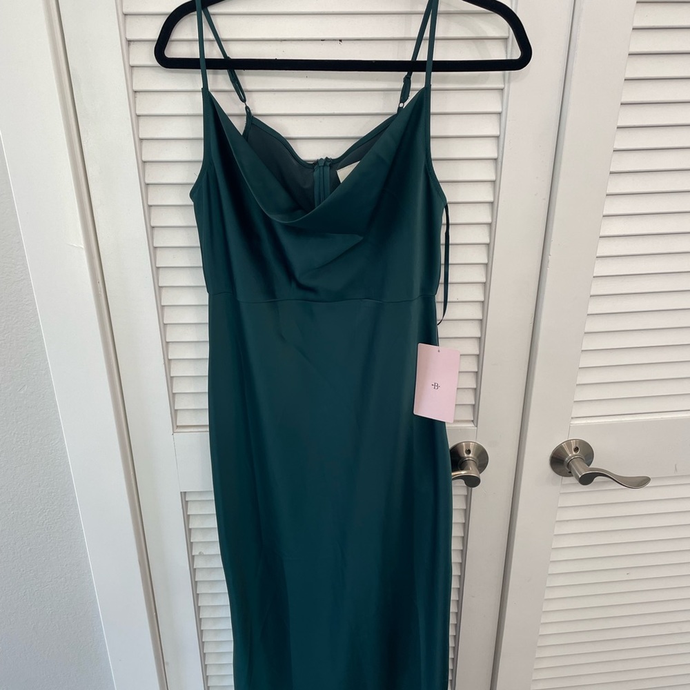 BHLDN Satin cowl-neck midi slip dress